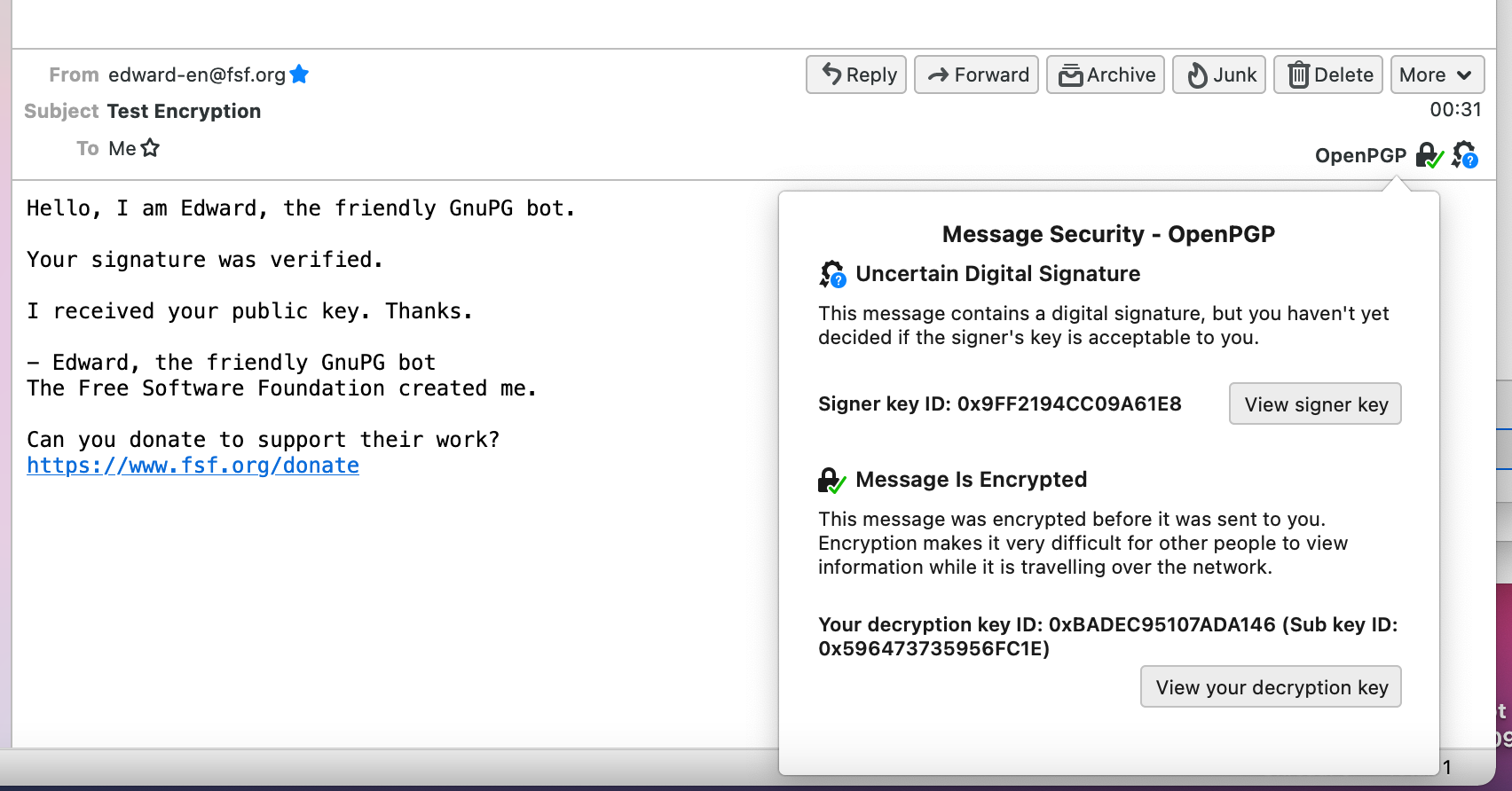 Step 4.B Option 1. Verify key